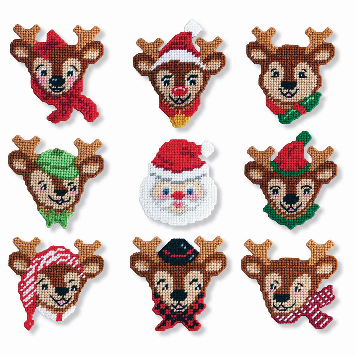 Herrschners Santa & Reindeer Ornaments Plastic Canvas Kit